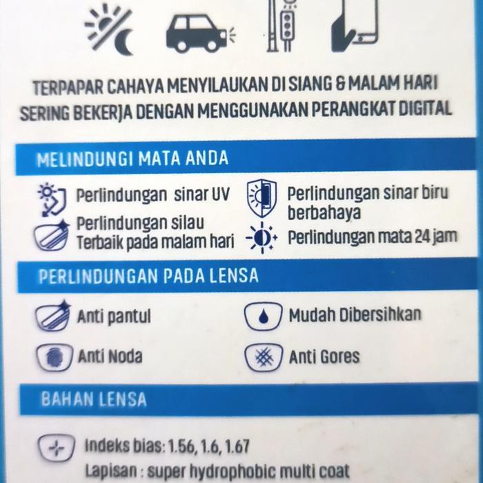 Lensa kacamata Essilor Elements anti radiasi Blue Ray Drive Night SV