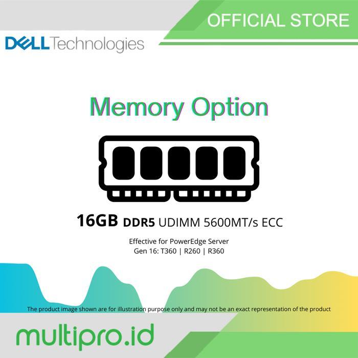 Memory Dell Server 16GB DDR5 UDIMM 5600 MT/s ECC Single Rank