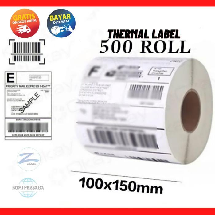 Kertas Label Thermal 100X150 Kertas Sticker Printer Barcode A6 500Pcs