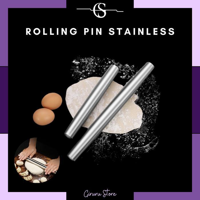Rolling Pin Stainless Steel / Penggiling Adonan Stainless Anti Karat / Roling Pin Stik Adonan Kue