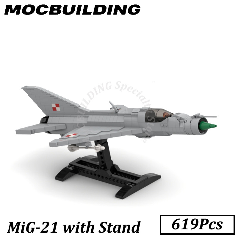 MiG 21 Model Battleplane Fighter Jet mig21 Airplane Aircraft MOC Building Blocks Brick Gift