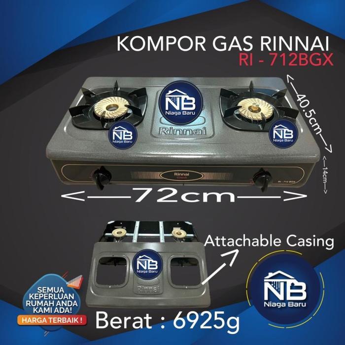 Kompor gas Rinnai 2 Tungku Api Tornado RI 712 BGX