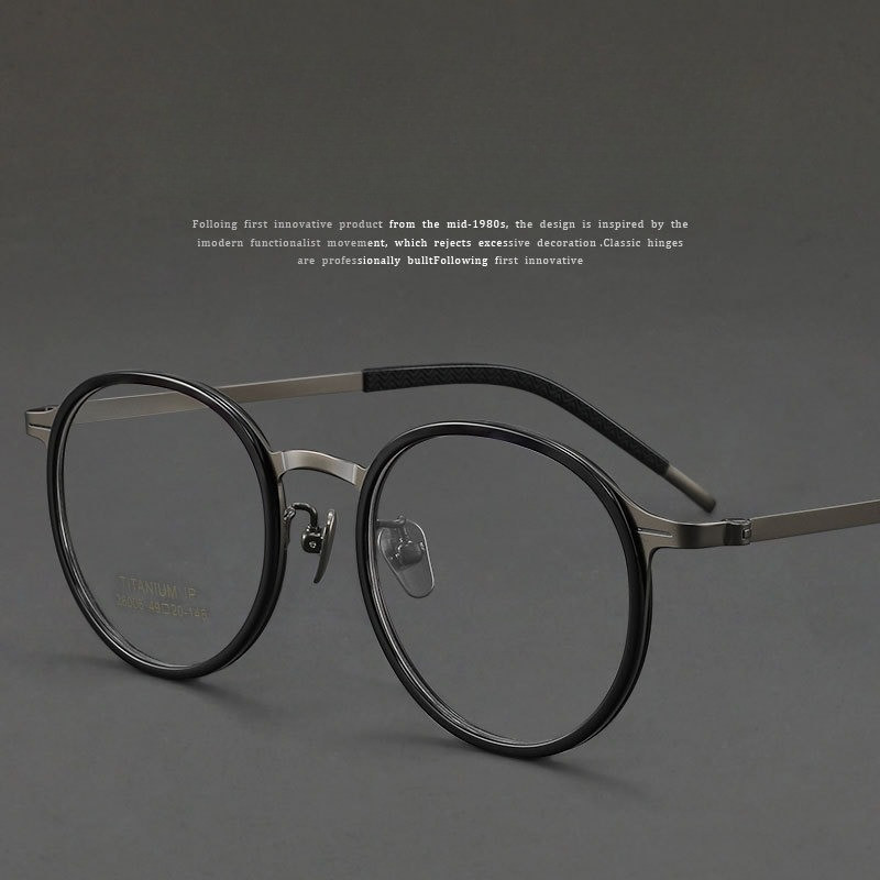 Japanese Oval Glasses Small Frame Pure Titanium Glasses Frame Literary High Degree Titanium Myopia