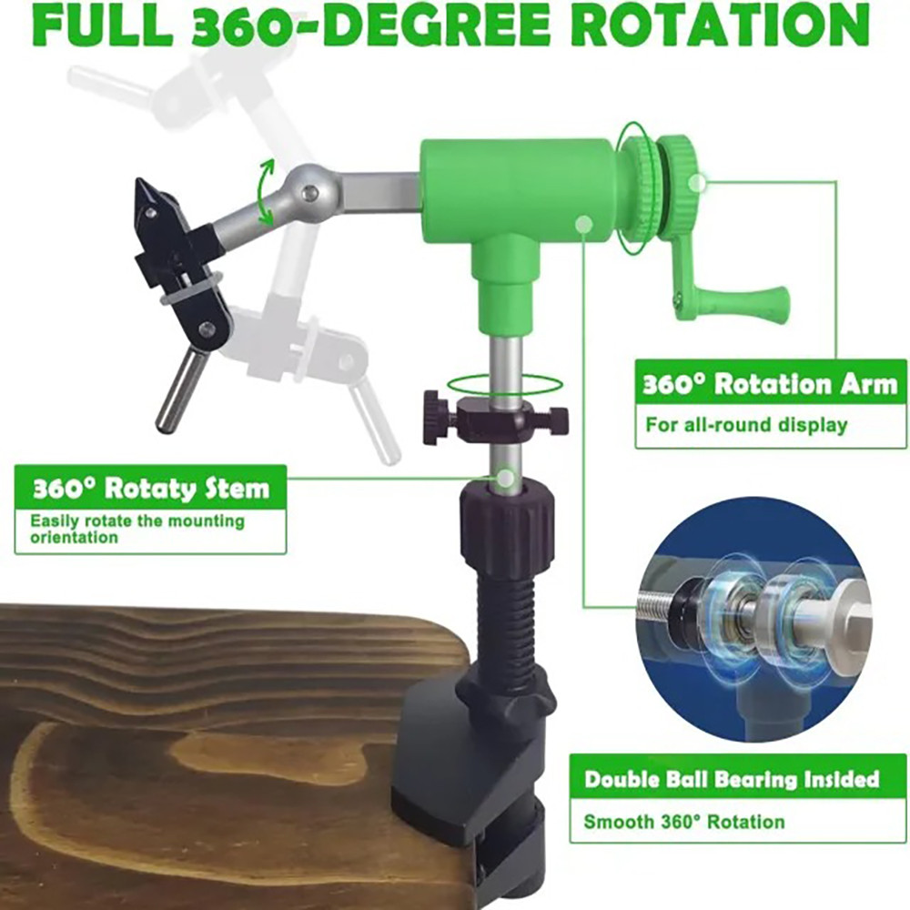 Portable 360 Rotary Fly Tying Vise C-Clamp Aluminum Fly Tying Tool