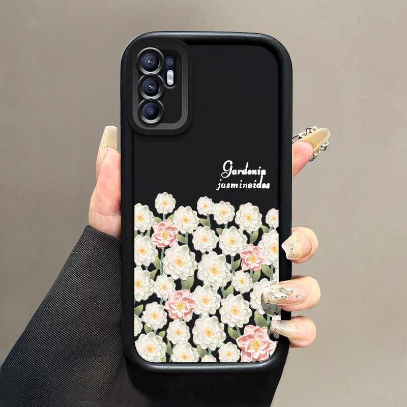 Casing Hp untuk OPPO Reno 6 4G Reno 6 5G Case Kumpulan bunga putih Kesing TPU Phone Cover Kasing Ces