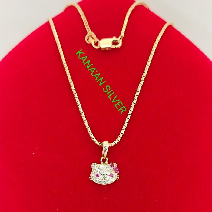 READY kalung anak italy+liontin hello kitty perak 925 lapis emas kuning
