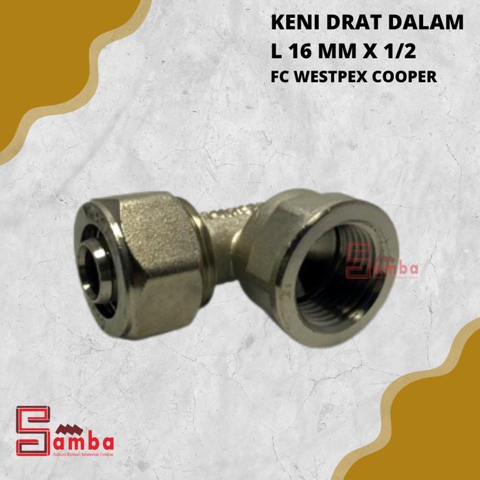 westpex female elbow copper L 16 - 1/2 F keni drat dalam fitting selang westpex R untuk pipa 16 mm
