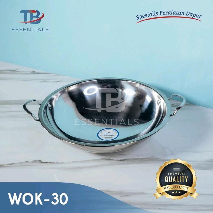 Wajan Wok Stainless Steel Uk 21, 24, 26, 28, 30, 32 Kitchenware