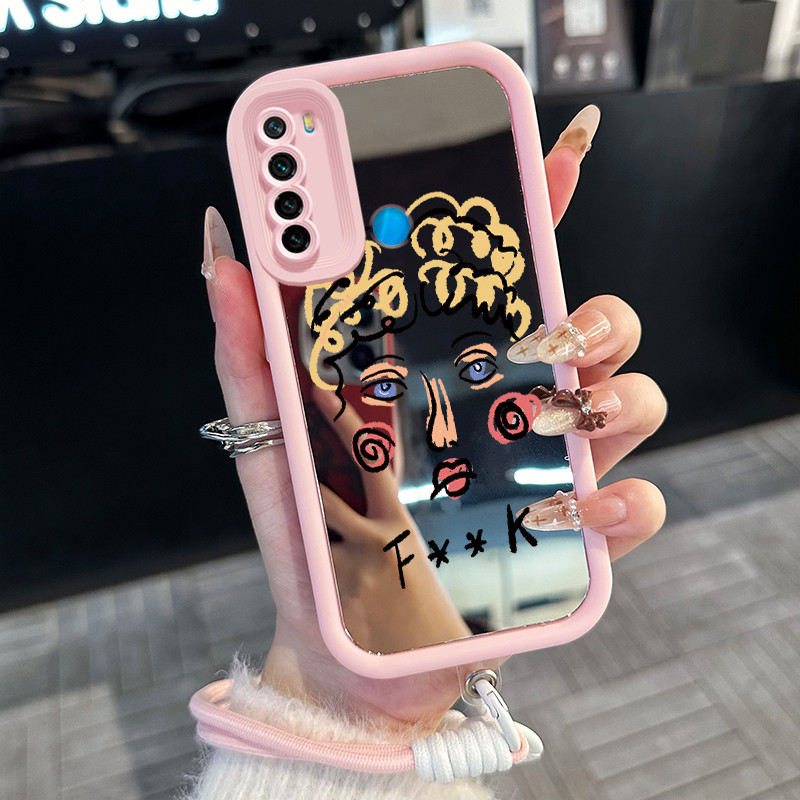 Casing Hp untuk Xiaomi Redmi Note 8 Note 8T Case Casing potret pola Silikon Softcase Kasing HP tali 