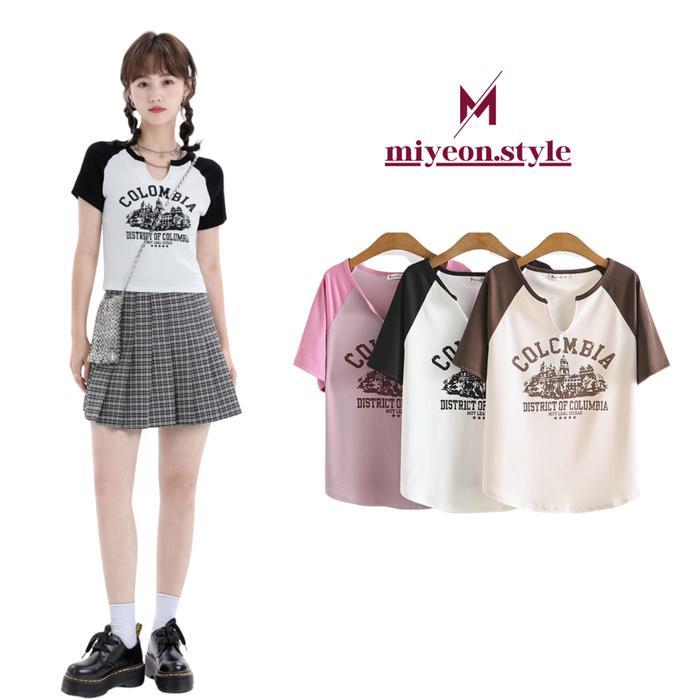 Miyeon BJ336 Baju Crop Top Rajut Wanita Dewasa Korean Look Lengan Pendek Knitwear Atasan Outer