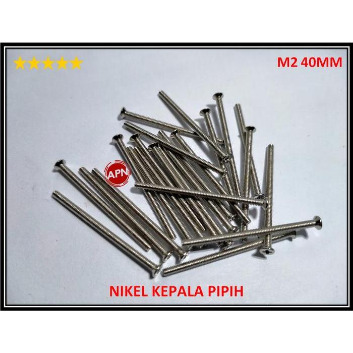 "New" 50PCS BAUT / SCREW M2 40MM NIKEL KEPALA PIPIH