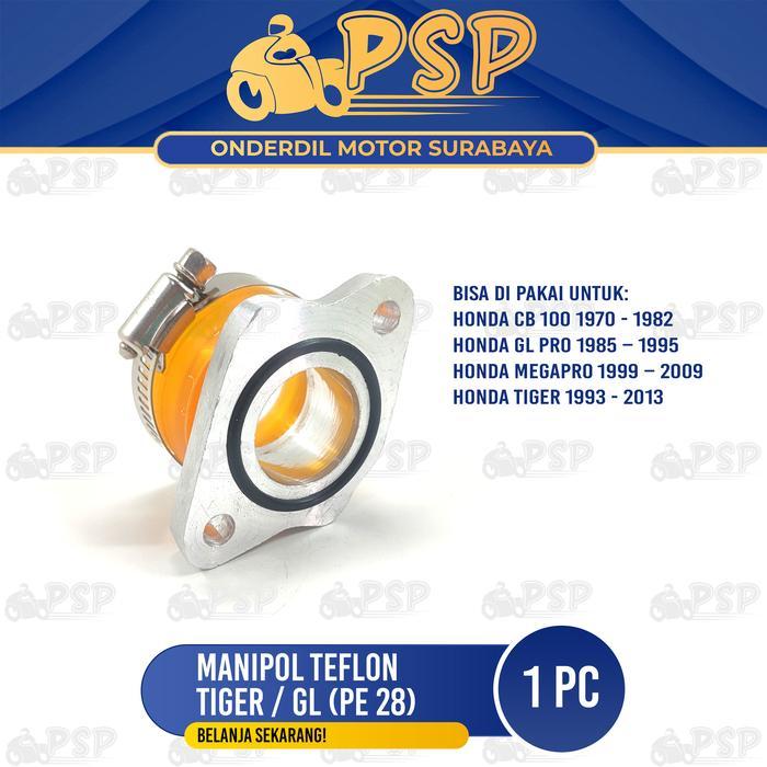 Manipol Teflon Tiger PE 28 - Manifold Teplon Intake Karbu PE 28 PNP Honda CB GL Megapro Tiger Revo