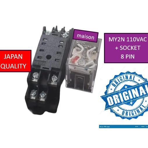 Relay My4N 110Vac Ori Jepang + Socket 14 Pin / Relay My4 110Vac Ready