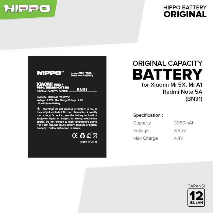 Baterai Hippo Red S2 Y1 Lite Bn31 3080 mAh Garansi