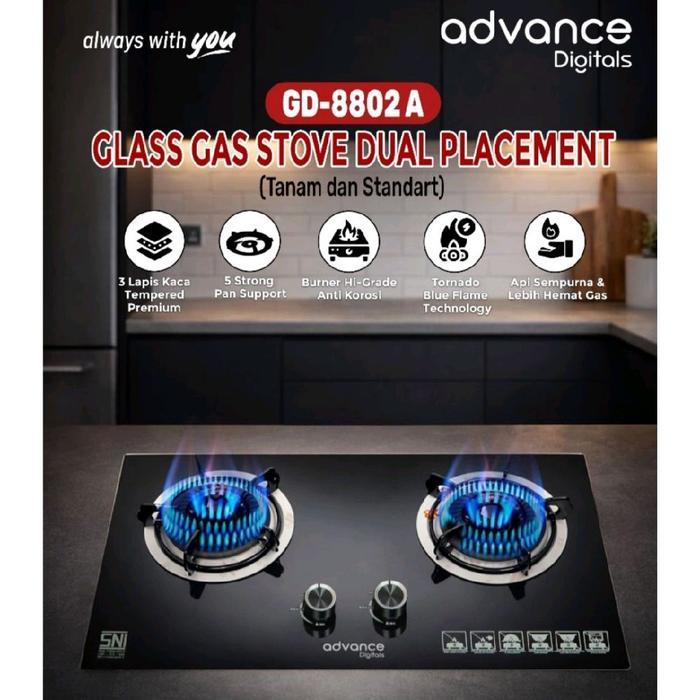 Advance Kompor Gas Kaca Tanam 2 Tungku Gd-8802A