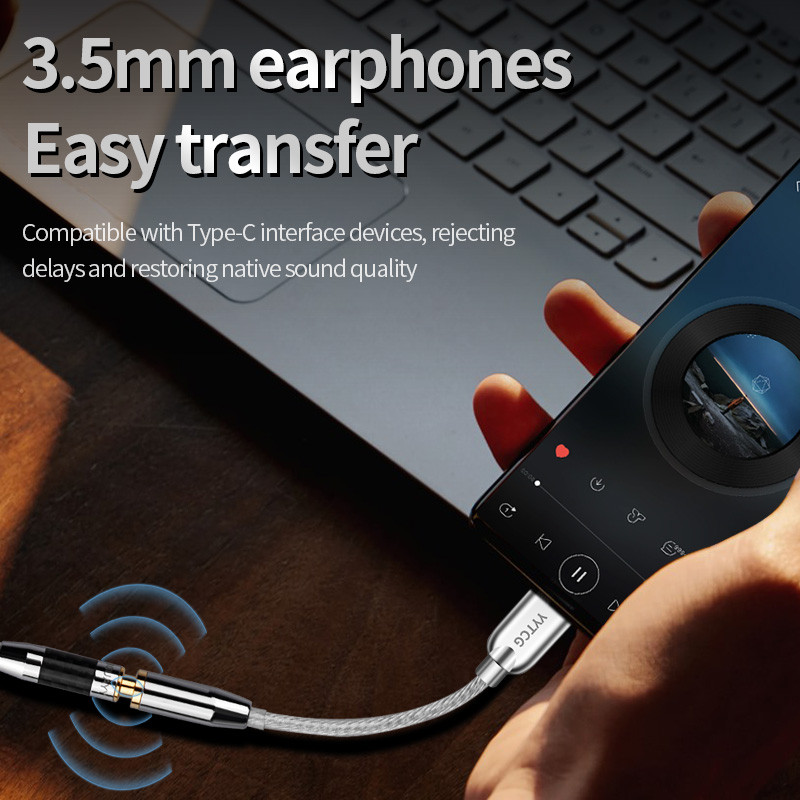 USB Type C to 3.5mm Jack Earphone Adapter USB C 3.5mm AUX Earphone Converter DAC Chip For Xiaomi