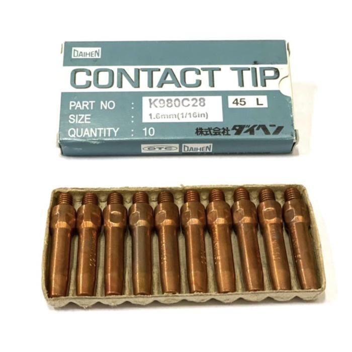 Otc Daihen Kontak Contact Tip Mig Co2 1.6 X 45 Mm K980C28 Otc Daihen Original Mata Las Standar