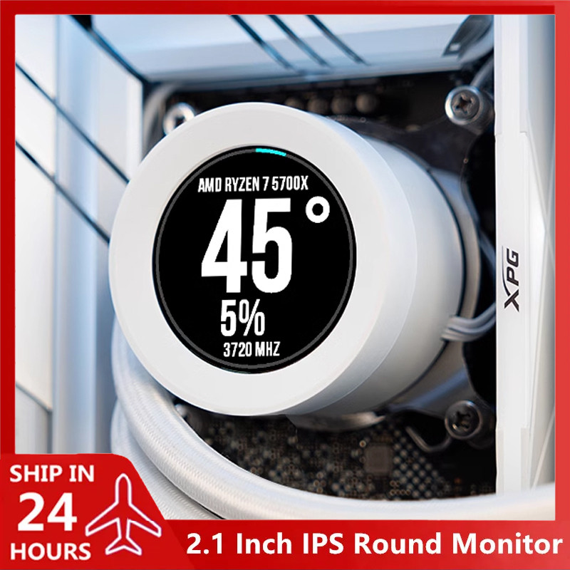 2.1'' Monitor Round Screen For CPU Watercooler 240 IPS 2.1'' Real Time Temp.+GIF+Video Anime Themes