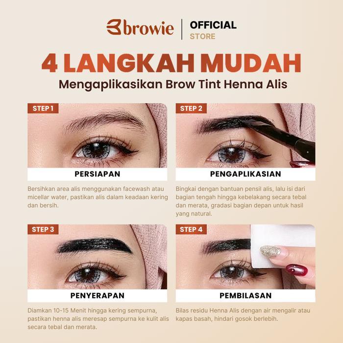 BIGSALE BROWIE BROW TINT HENNA ALIS [NATURAL BROWN, DARK BROWN, BLACK] SULAM ALIS HALAL WATERPROOF