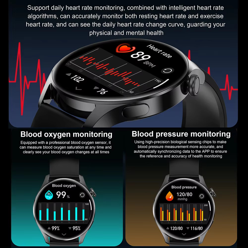 for GalaxyS24 Ultra S23 S22 S21 S20 Note20 Smart Watch Call full Touch Heart Rate Smartwatch for Men