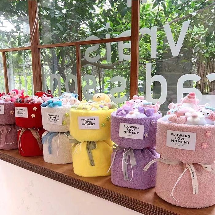 Buket Boneka Lotso Sanrio Bouquet Flower Doll / Buket Bunga Sabun Mawar Artificial RoundBouquet Soap
