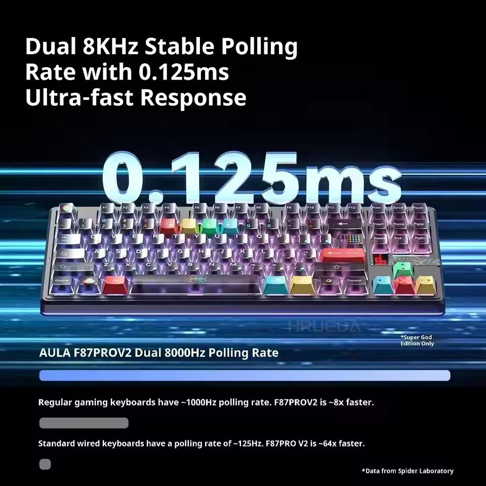 AULA F87 Pro V2 3-modes Wireless Mechanical Keyboard 12000mAh Long Battery Life E-Sports Keyboard