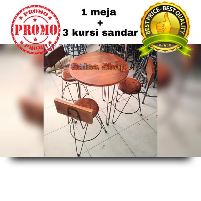 1 Set Meja Cafe Bulat ( 1'Meja + 3 Kursi ) Meja Cafe Minimalis