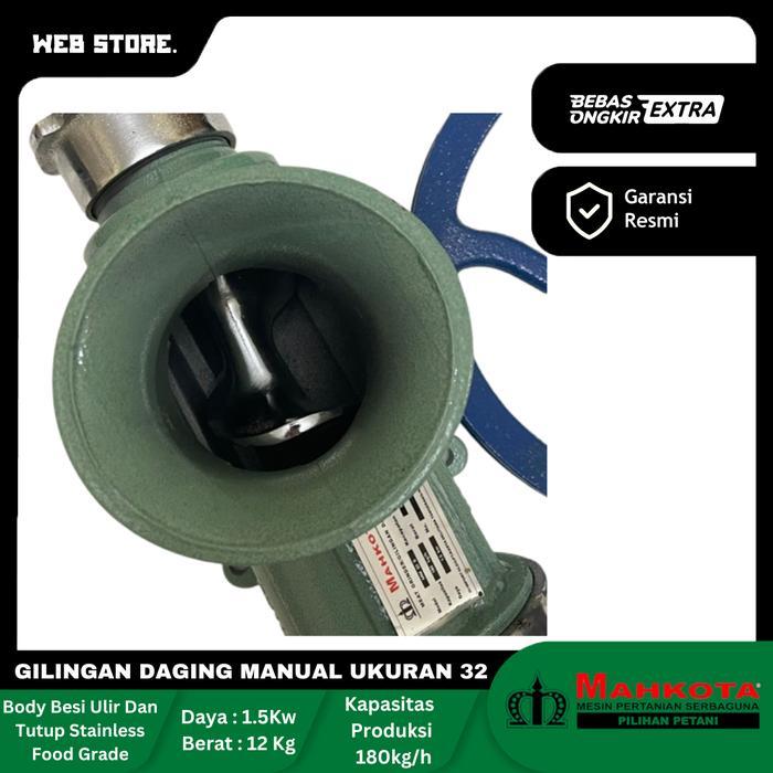 Mesin Gilingan Daging Manual Mesin Giling Kacang No 32 Mahkota Meat Grinder Body Besi Ulir Stainless