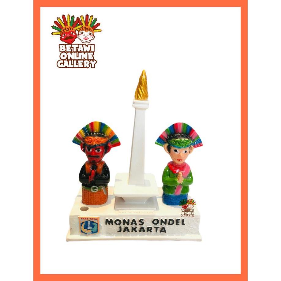 Pajangan Ondel - Ondel Monas Full Fiber / Mminiatur Ondel-Ondel Monas Kayu