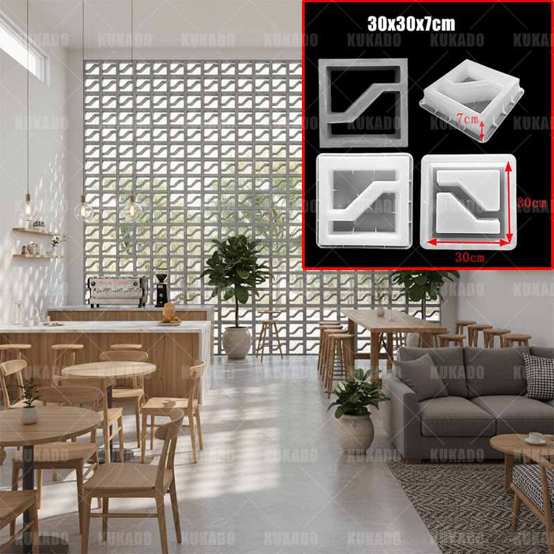 Hollow Brick Gypsum Cement Plastic Mold 30 * 30 * 7Cm Antique Building Wall, Roof, Courtyard, Hotel