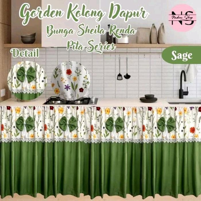 "New" Tirai GORDEN KOLONG DAPUR BAWAH MEJA KONPOR KOLONG DAPUR MOTIF TERBARU cantik dan elegan