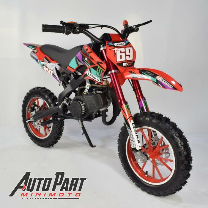 Motor Mini Trail Lenka MC69 Trail Mini 50cc 2T Mesin Tarik - Merah