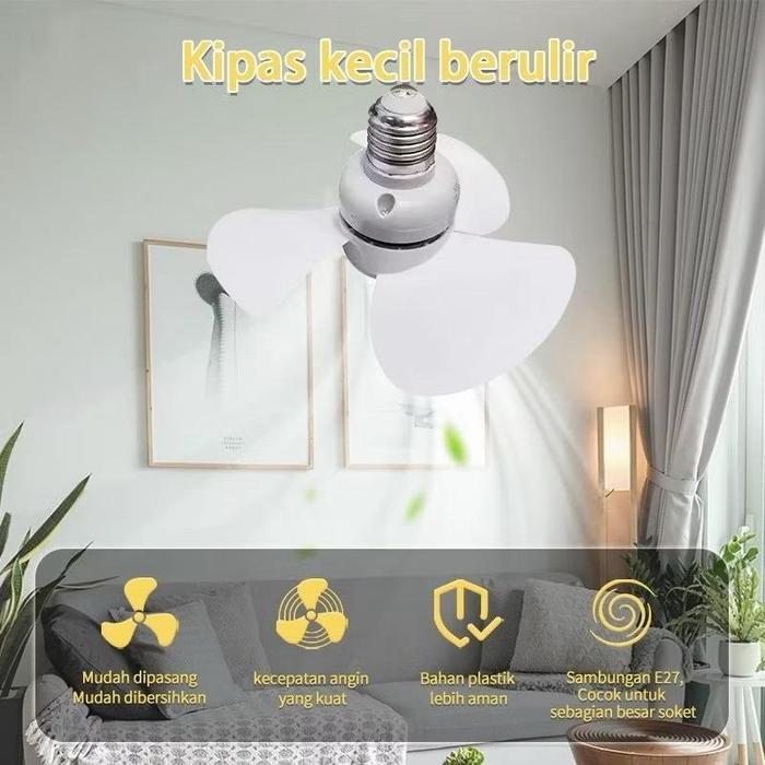 "New" Lampu kipas angin gantung plafon Kipas USB E27 berputar 360 kipas kecil portabel