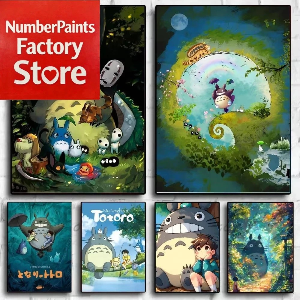 Painting By Numbers Oil Paint By Numbers For Adult Kawaii Totoro Classic Movie DIY Digital Painting