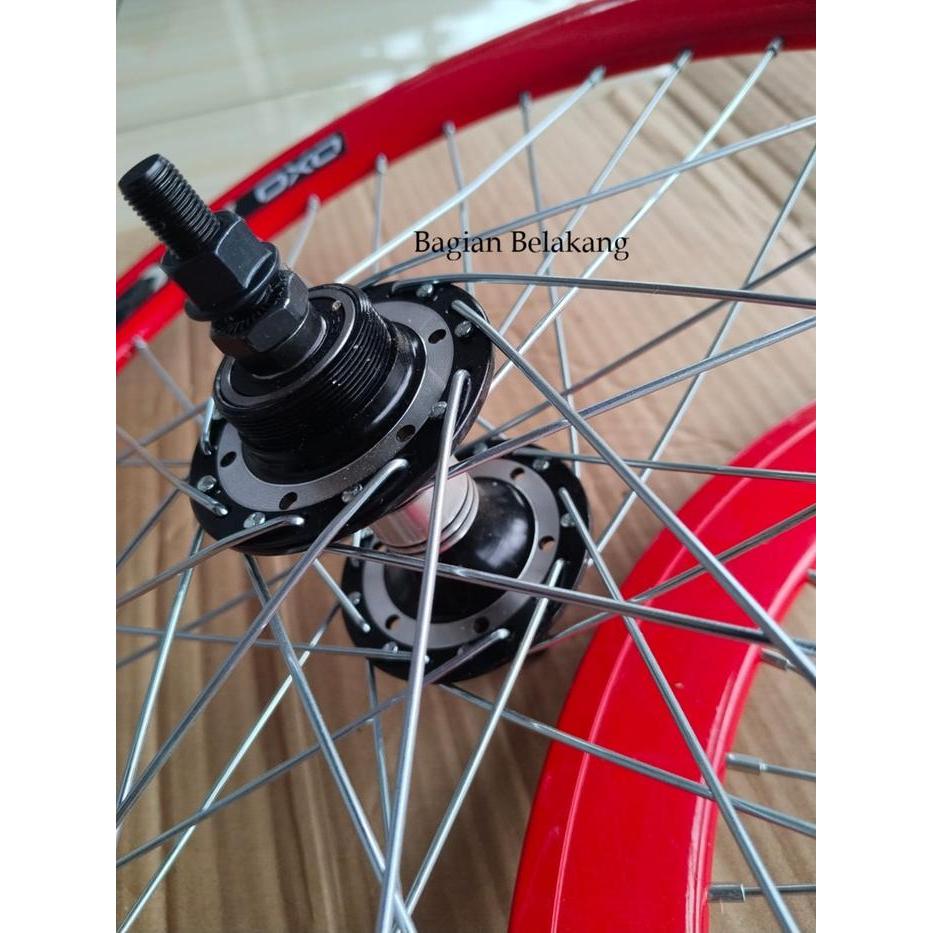 Wheelset Sepeda 20 Inch FX3900 Oxo/Platinum, Velg BMX Hub Rims Aloy, Peleq Sepeda Depan-Belakang