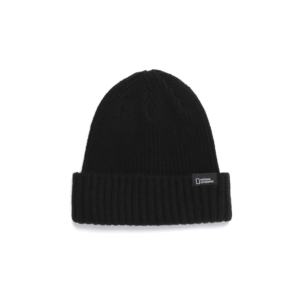 National Geographic Cashmere Wool Middle Beanie Black - Topi Hitam