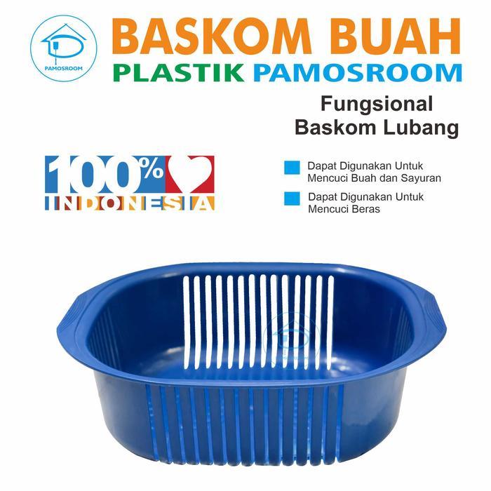 Pamosroom Baskom Lubang Plastik Tebal Baskom Cuci Sayur Buah Daging