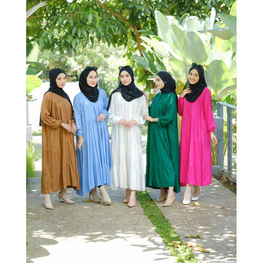 READY Aluna Midi Dress By Safa Polos Muslim Panjang Wanita Lembut Gamis Remaja Rayon Maxi Dewasa