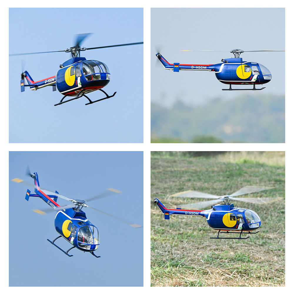 FLYWING BO105 scale helicopter blue color ACE flight controller with LED light 470 class bo105 rc