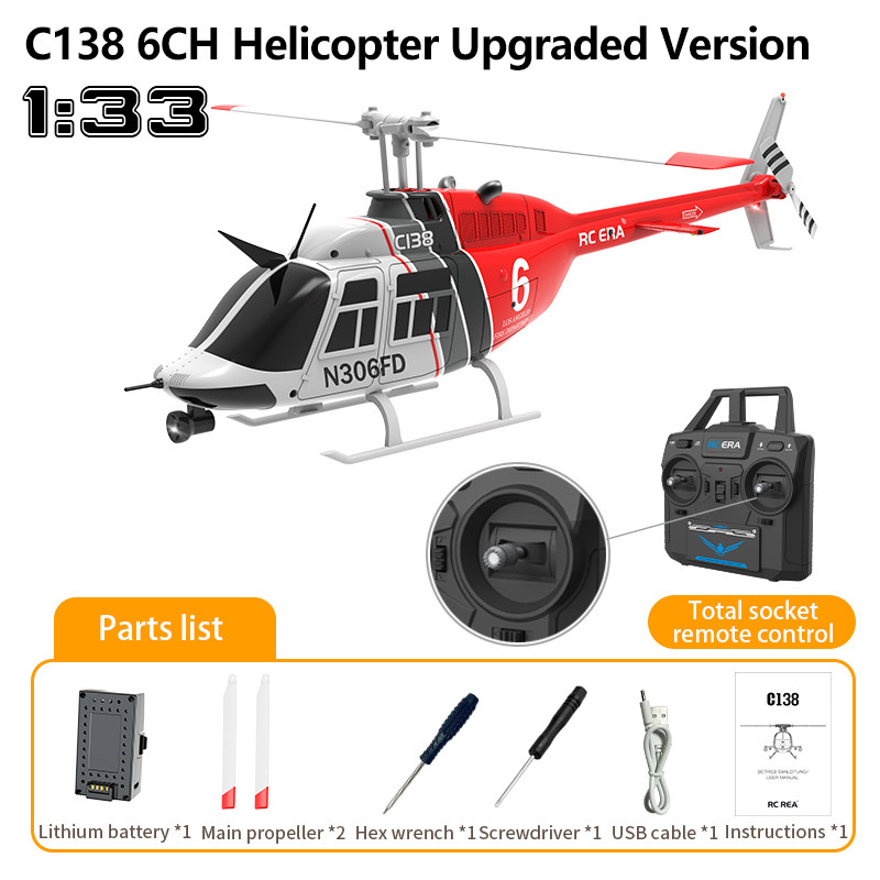 1:33 C138 RC Helicopter Upgrade Airplane 6 Axis Gyro Altitude Hold 2.4G Remote Control Helicopter