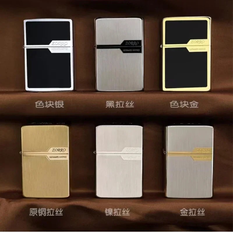 New Original ZORRO Kerosene Lighter Retro Creative Pure Copper Shell Windproof Brass Cigarette