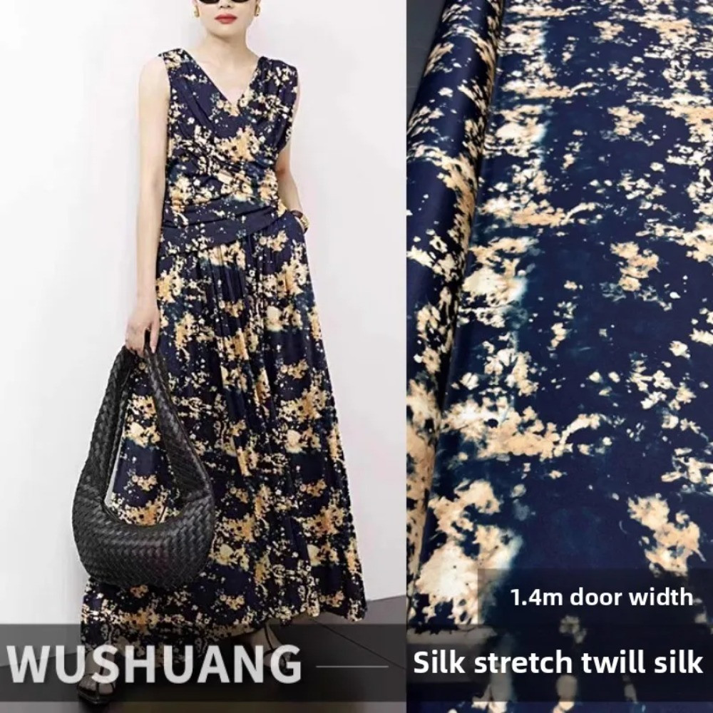 Natural Mulberry Silk Elastic Twill Fabric for Dresses Shirts Fashion Clothing Design By the Meter