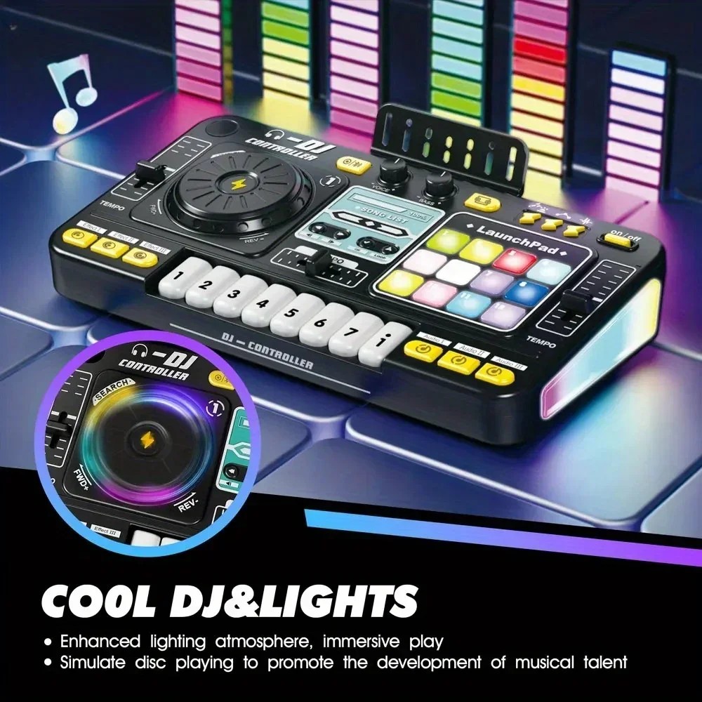Multifunctional Simulation DJ Mixer Controller with Microphone, Bluetooth Electric DJ Player Music