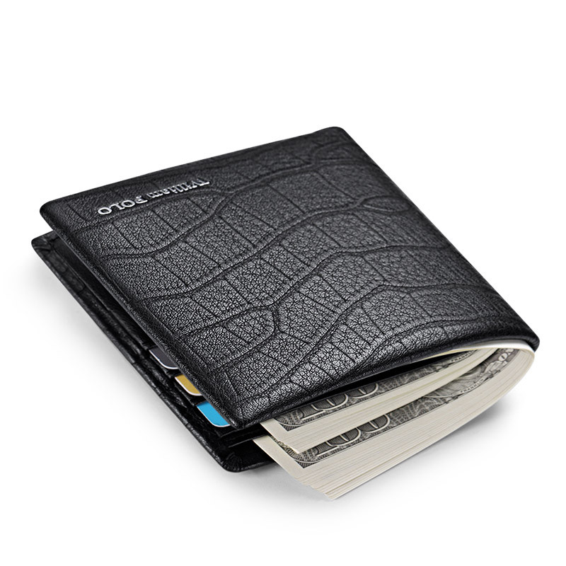 WILLIAMPOLO 100% Genuine Leather Wallet Men Crocodile Pattern Men Card Holder Wallet Real Cowhide
