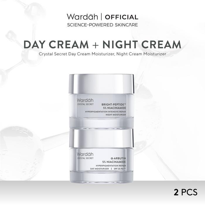 Wardah Crystal Secret Paket Brightening Day Cream+Night Cream 30g - Mencerahkan Wajah Kusam,