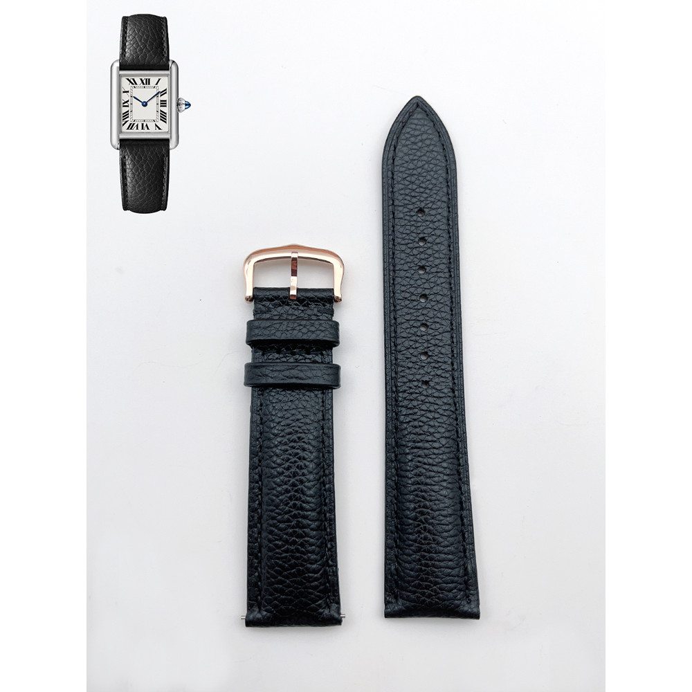 Genuine leather cowhide strap is soft and suitable for Cartier Tank/Solo Must Round Santos strap.