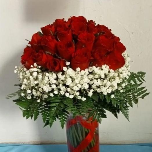 Bunga mawar vas asli / bunga meja hiasan kantor