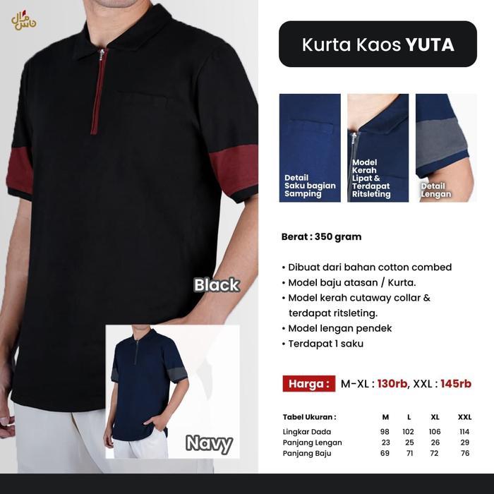 Kurta Kaos Pria Koko Navy Koko Hitam Dewasa Lengan Pendek Bahan Kaos