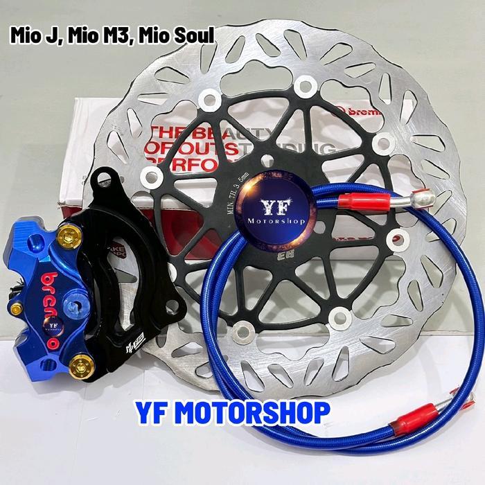 Paket Piringan + Kaliper + Breket Mio 260Mm Disc Lubang Baut 3 Yamaha Mio J/ M3/ Sporty/ Smile/ Soul