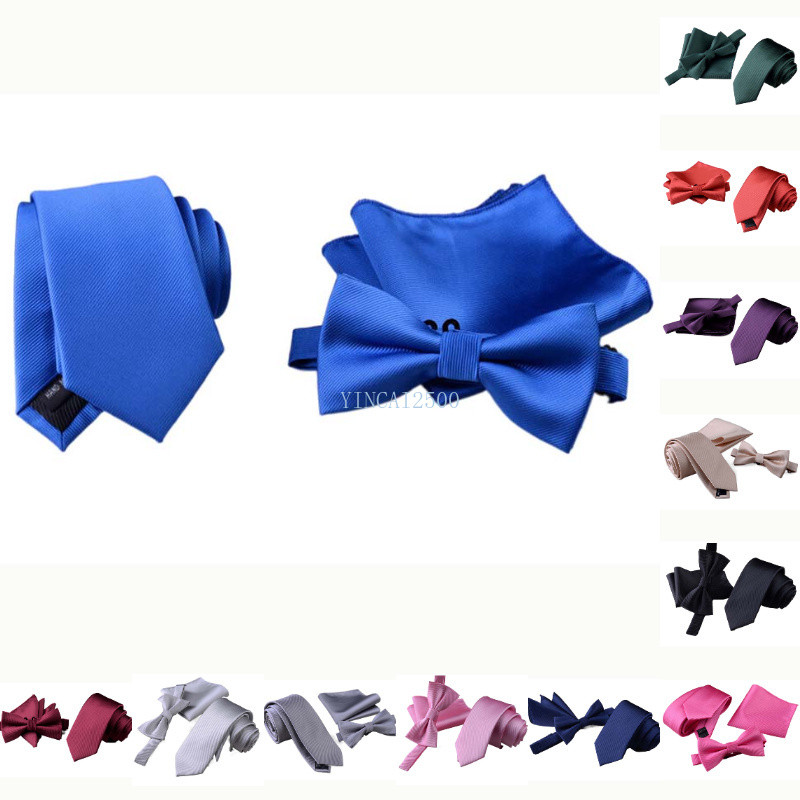Mens Pocket Squares 3Pcs Set Bowtie Tie Handkerchief NeckTie Butterfly Hanky Striped Bow tie school